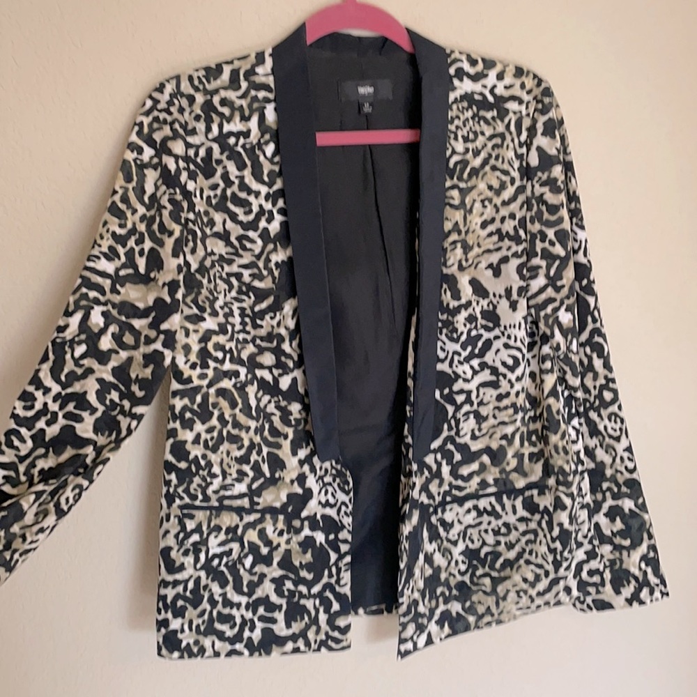 Mossimo Target Oversized Lightweight Leopard Print Blazer with Black Shawl Lapel